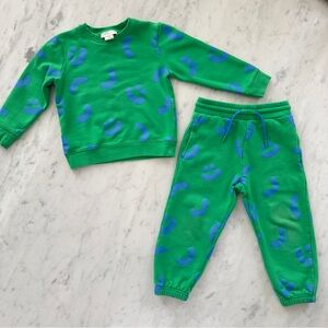 Kids Stella McCartney 5Y Child Smiles Tracksuit Green Cotton Sweatshirt Joggers